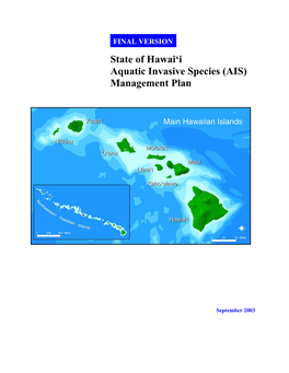 State of Hawai'i Aquatic Invasive Species (AIS) Management Plan