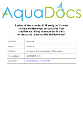 Review of Literature for ICSF Study on 