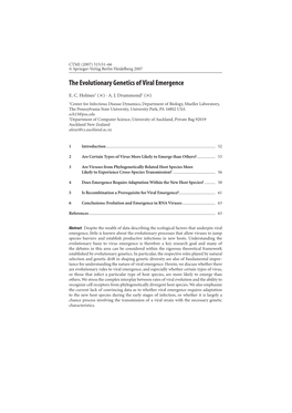 The Evolutionary Genetics of Viral Emergence