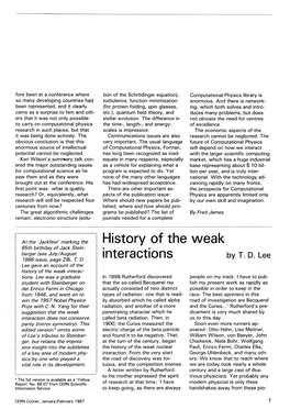 History of the Weak Interactions by T. D