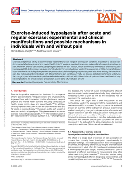 Exercise-Induced Hypoalgesia After Acute and Regular Exercise