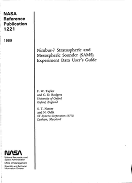 NASA Reference Publication 1221 Nimbus- 7 Stratospheric And