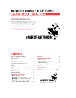 Springfield Armory® 1911-A1 Pistols Operation and Safety Manual