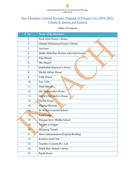 Sher-I-Kashmir: Cultural Resource Mapping of Srinagar City (2004-2005), Volume-4, Jammu and Kashmir