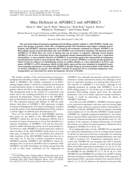 Mice Deficient in Apobec2 and Apobec3 7271