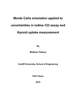 Monte Carlo Simulation Applied to Uncertainties in Iodine-123 Assay And