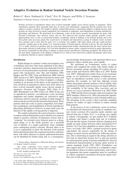 Adaptive Evolution in Rodent Seminal Vesicle Secretion Proteins