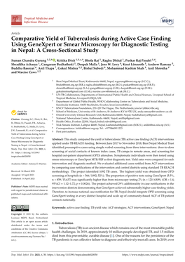 Comparative Yield of Tuberculosis During Active Case Finding Using Genexpert Or Smear Microscopy for Diagnostic Testing in Nepal: a Cross-Sectional Study