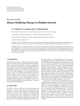 Disease Modifying Therapy in Multiple Sclerosis