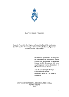 Comunicação Química? Atração Sexual, Agressão E Reconhecimento Coespecífico?