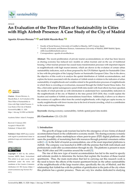An Evaluation of the Three Pillars of Sustainability in Cities with High Airbnb Presence: a Case Study of the City of Madrid