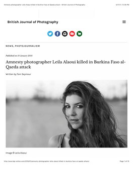 Amnesty Photographer Leila Alaoui Killed in Burkina Faso Al-Qaeda Attack – British Journal of Photography 5/11/17, 12:26 PM