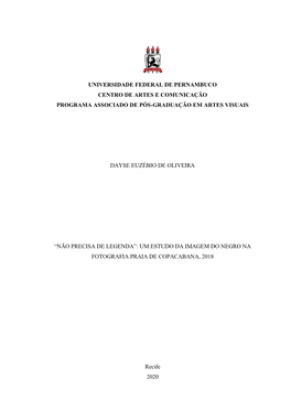 Universidade Federal De Pernambuco Centro De Artes E Comunicação Programa Associado De Pós-Graduação Em Artes Visuais