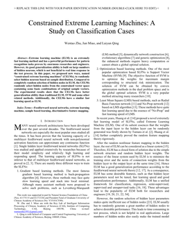 Constrained Extreme Learning Machines: a Study on Classification Cases