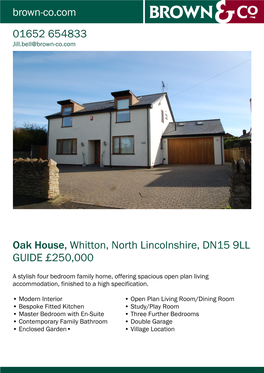 Oak House, Whitton, North Lincolnshire, DN15 9LL GUIDE £250,000