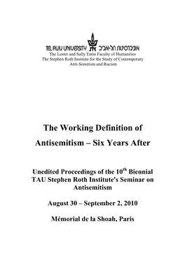 The Working Definition of Antisemitism – Six Years After