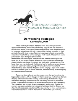 De-Worming Strategies Katy Raynor, DVM