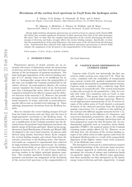 Deviations of the Exciton Level Spectrum in Cuprous Oxide from The