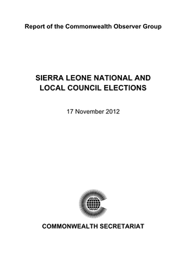 Report of the Commonwealth Observer Group SIERRA LEONE