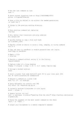 Run the Last Command As Root Sudo !! # Serve Current Directory Tree At