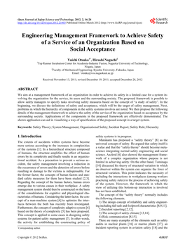 Engineering Management Framework to Achieve Safety of a Service of an Organization Based on Social Acceptance