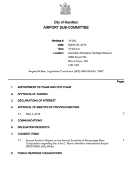 Airport Sub-Committee Agenda Package