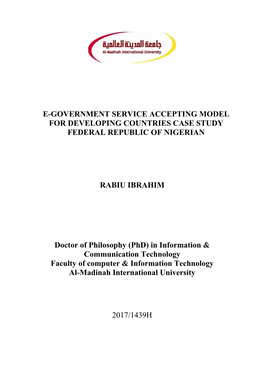 E-Government Service Accepting Model for Developing Countries Case Study Federal Republic of Nigerian