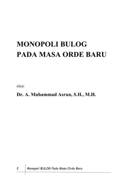 Monopoli Bulog Pada Masa Orde Baru