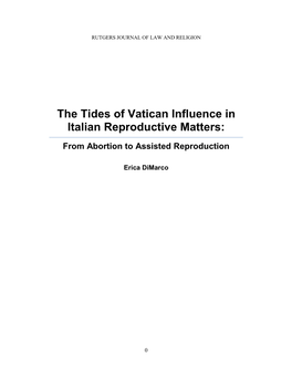 The Tides of Vatican Influence in Italian Reproductive Matters