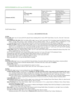 EDITED PEDIGREE for 2012 out of COYOTE (GB)