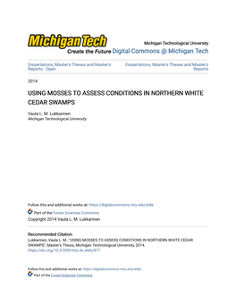 Using Mosses to Assess Conditions in Northern White Cedar Swamps