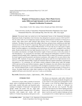 Response of Chamaedorea Elegans, Mart