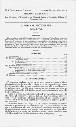 A PHYSICAL PHOTOMETER by Ray P