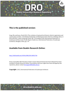 This Is the Published Version: Available from Deakin Research