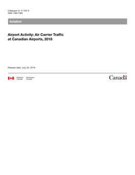 Airport Activity: Air Carrier Traffic at Canadian Airports, 2018