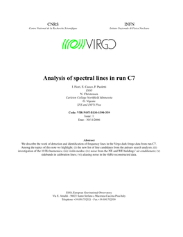 Analysis of Spectral Lines in Run C7