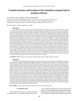 Crustal Structure and Location of the Ouachita Orogenic Belt in Northern Mexico