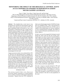 Monitoring the Impact of the Biological Control Agent Aculus Hyperici on Hypericum Perforatum Across South Eastern Australia