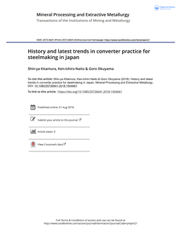 History and Latest Trends in Converter Practice for Steelmaking in Japan
