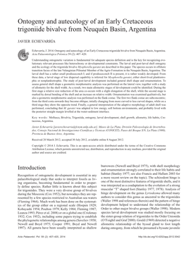 Ontogeny and Autecology of an Early Cretaceous Trigoniide Bivalve from Neuquén Basin, Argentina