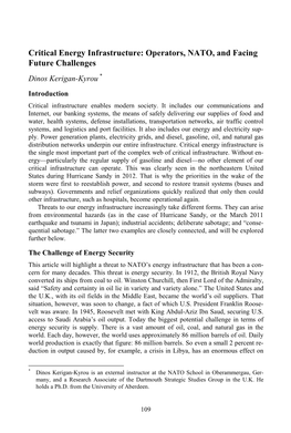 Critical Energy Infrastructure: Operators, NATO, and Facing Future Challenges