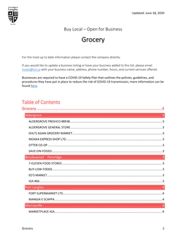 Buy Local – Open for Business Grocery