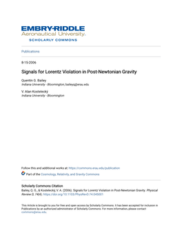 Signals for Lorentz Violation in Post-Newtonian Gravity