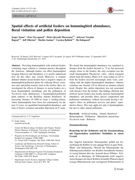 Spatial Effects of Artificial Feeders on Hummingbird Abundance, Floral