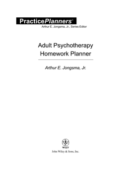 Adult Psychotherapy Homework Planner