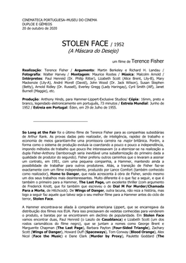 STOLEN FACE / 1952 (A Máscara Do Desejo)