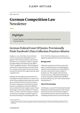 German Competition Law Newsletter — Highlight