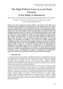 The High Political Costs in Local Head Election (Case Study in Indonesia)