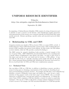 Uniform Resource Identifier