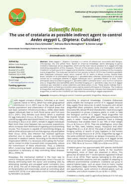 The Use of Crotalaria As Possible Indirect Agent to Control Aedes Aegypti L